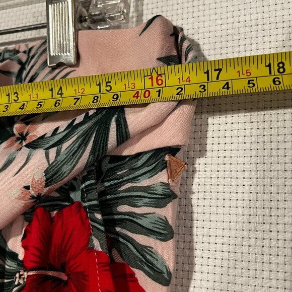 Guess High Waisted Wide Leg Belted Palazzo Pants Pink Floral Print Size Large - Picture 7 of 13